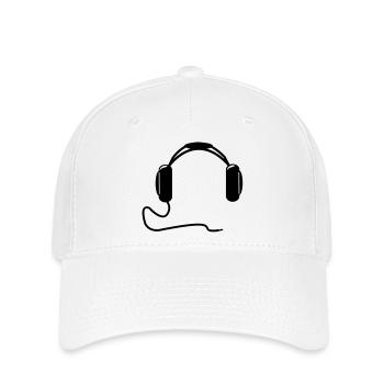 DJ Kopfhörer - Flexfit Cap - Weiß - Vorne