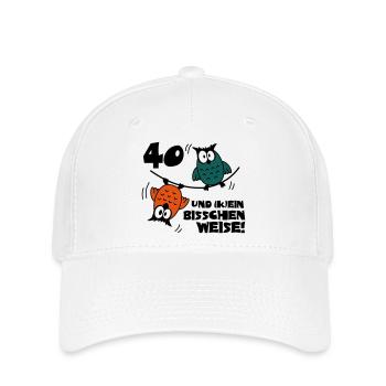 Geburtstag 40 und kein bisschen Weise, Eulen - Flexfit Cap - Weiß - Vorne