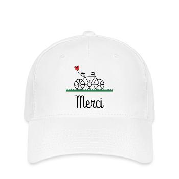 MERCI. THANKS. VELO. THANK YOU. ANNIVERSAIRE - Casquette Flexfit - blanc - Devant