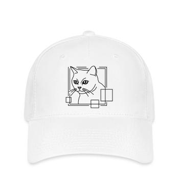 Chat en forme géométrique - Conception d’art au trait - Casquette Flexfit - blanc - Devant