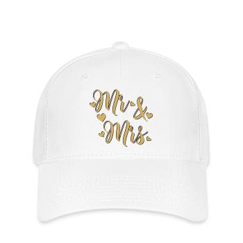 Mr and Mrs Gold on Black - Flexfit Cap - white - Front