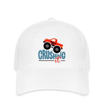 Crushing It Hotrod Grafik - Flexfit Cap - Weiß - Vorne