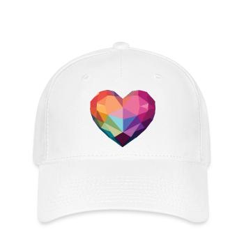 Liebe - Low Poly Herz - Flexfit Cap - Weiß - Vorne