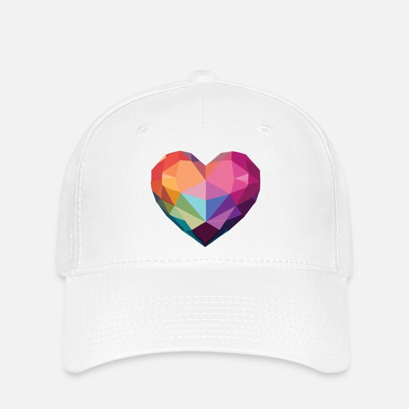 Love - Low Poly Heart - Flexfit Cap - white