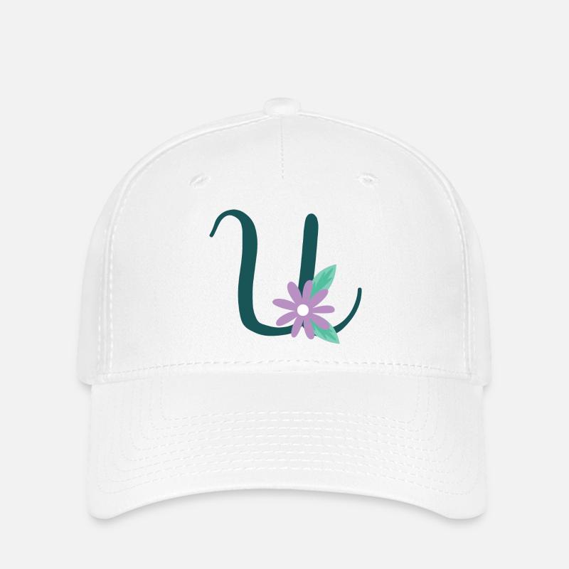 Elégante lettre 'U' avec des fleurs - Casquette Flexfit - blanc