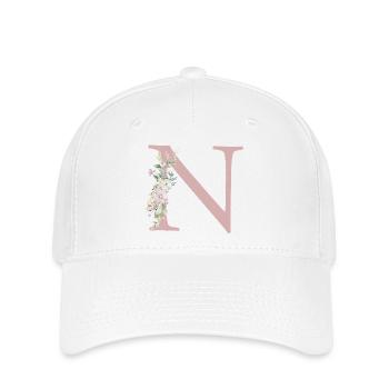 N Monogramme, Floral, Personnalisable - Casquette Flexfit - blanc - Devant
