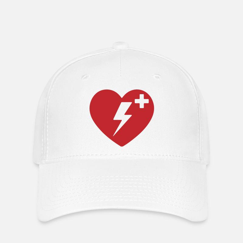 AED Notfall-Defibrillator Erste Hilfe - Flexfit Cap - Weiß