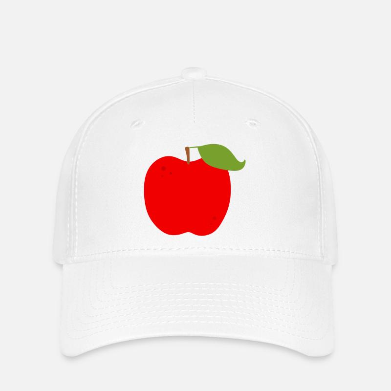 Vivid Red Apple Illustration - Flexfit Cap - white