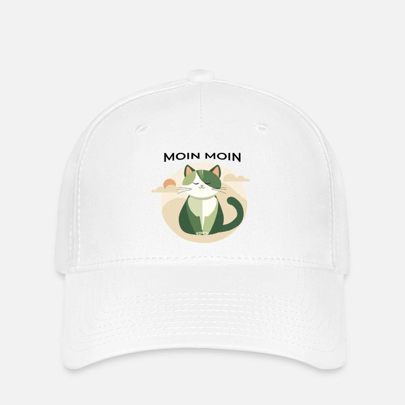 Moin moin - Cat with North German greeting - Flexfit Cap - white