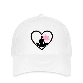Women's Yoga Heart Silhouette Lotus Wellness - Flexfit Cap - white - Front