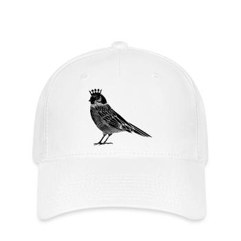 Bird with crown – elegant line art motif - Flexfit Cap - white - Front
