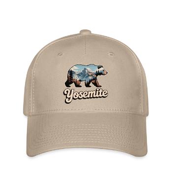 Yosemite Bär - Nationalpark Outdoor Design - Flexfit Cap - Khaki - Vorne