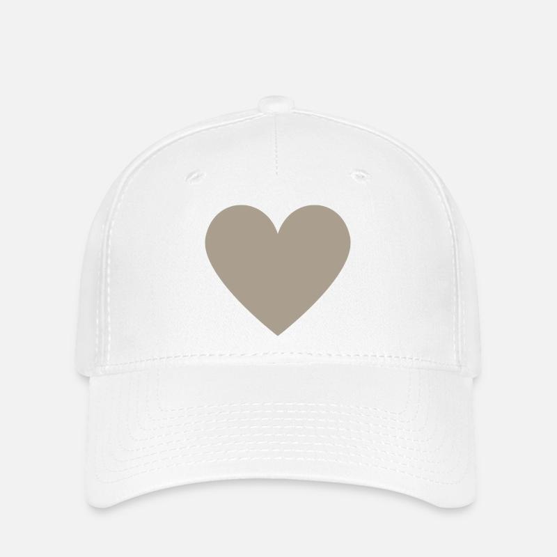 Beige heart - minimalist look - greige - Flexfit Cap - white