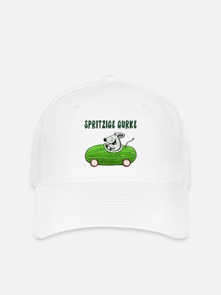 Spritzige Gurke - Spritztour - Auto - Maus - Flexfit Cap - Weiß
