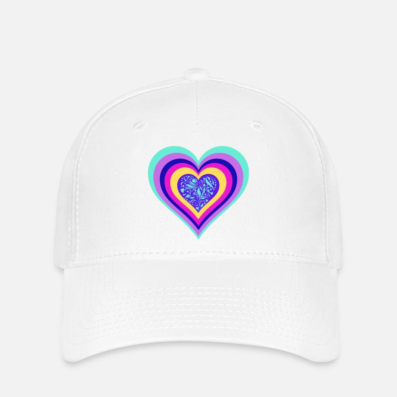 Colorful heart with floral pattern - Flexfit Cap - white