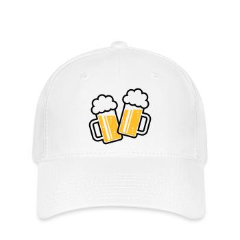 2 chopes de bière toast, à votre santé ! (Chopes à bière 2C) - Casquette Flexfit - blanc - Devant
