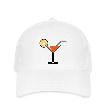 Cocktail / Cocktailglas / Martini + (Orange) - Flexfit Cap - Weiß - Vorne