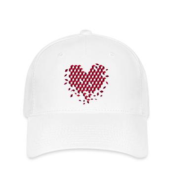 Geometrisches Herz aus roten Würfeln - Flexfit Cap - Weiß - Vorne