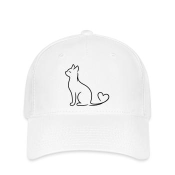 Elegant Cat with Heart Tail | Minimal Love Line Ar - Flexfit Cap - Weiß - Vorne