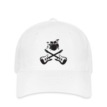 Drum Set and Crossed Guitars Rock Art - Flexfit Cap - white - Front