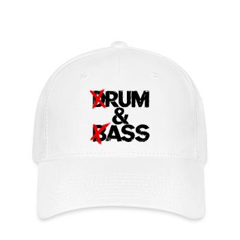 Drum & Bass / Rum & Ass Schlagzeuger Vintage-Musik - Flexfit Cap - Weiß - Vorne