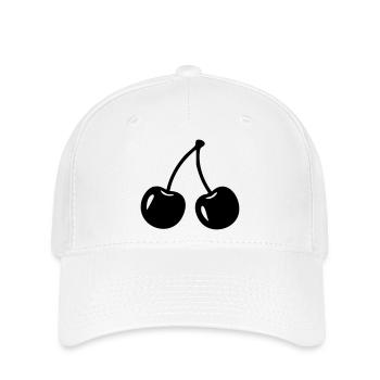 Cherry Silhouette – Sweet Fruit Design - Flexfit Cap - white - Front