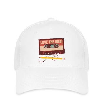 Love The 80s Retro Cassette Tape Design - Flexfit Cap - Weiß - Vorne