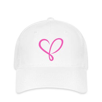 Herz pink - Flexfit Cap - Weiß - Vorne