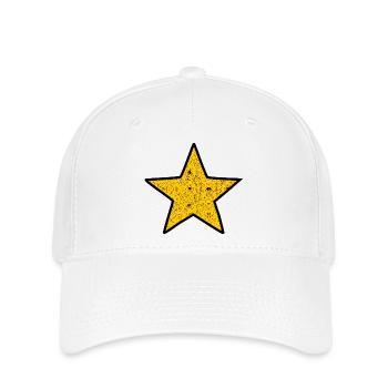 Goldener Stern im Vintage-Druck - Flexfit Cap - Weiß - Vorne