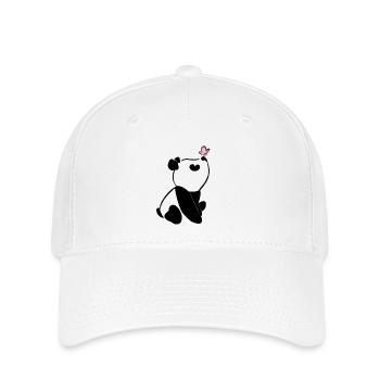 Panda avec papillon – Motif d’animal mignon - Casquette Flexfit - blanc - Devant
