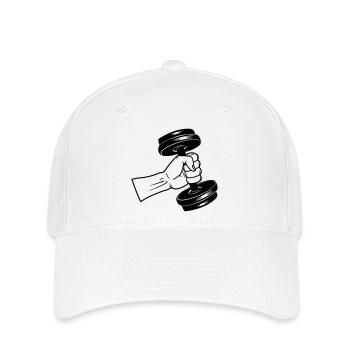 Fitness GYM dumbbel weight with fist training - Flexfit Cap - white - Front