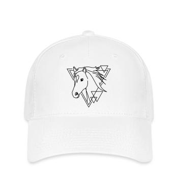 Pferd in geometrischer Form - Line-Art-Design - Flexfit Cap - Weiß - Vorne