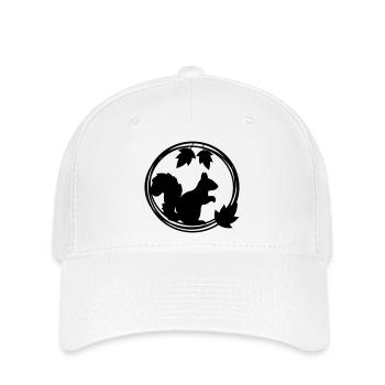 Eichhörnchen Silhouette im Blätterkranz - Flexfit Cap - Weiß - Vorne