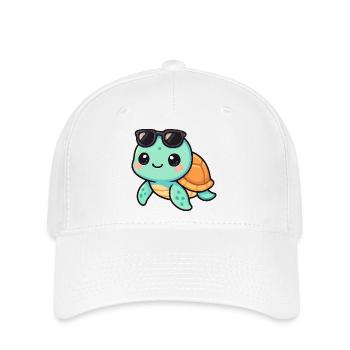 Cute turtle cartoon with sunglasses - Flexfit Cap - white - Front