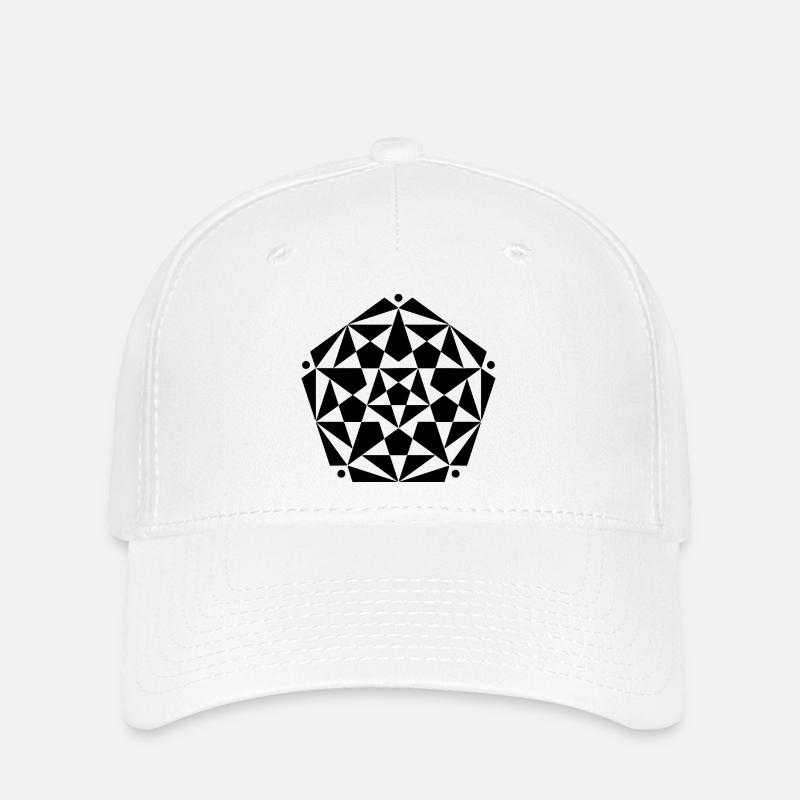 Fraktales Pentagramm Stern Design - Flexfit Cap - Weiß