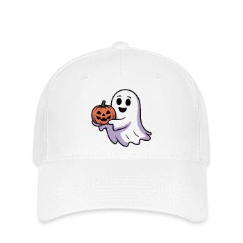 Halloween Ghost With Pumpkin Illustration - Flexfit Cap - white - Front