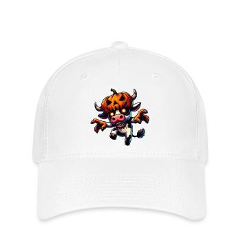 horreur vache zombie taureau Halloween citrouille dessin animé - Casquette Flexfit - blanc - Devant