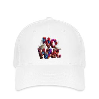 Blumen Schriftzug mit Tauben und Symbolkraft NOWAR - Flexfit Cap - Weiß - Vorne