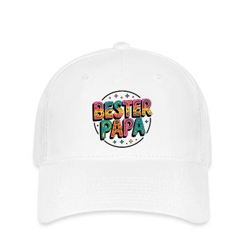 Bester Papa bunte Retro-Schrift - Flexfit Cap - Weiß - Vorne