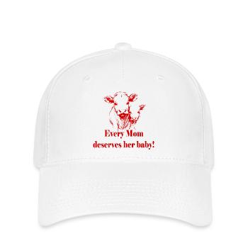 Tierschutz - Kuh + Baby - Flexfit Cap - Weiß - Vorne
