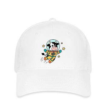 Kuh-Astronaut im All - Flexfit Cap - Weiß - Vorne