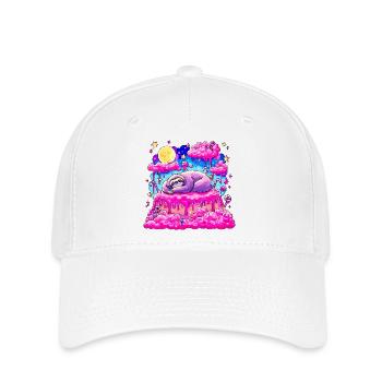 Purple Slumber Sloth on Pink Cake - Flexfit Cap - white - Front