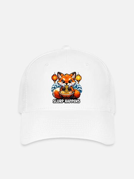 Ramen Fuchs Slurp Happens - Flexfit Cap - Weiß