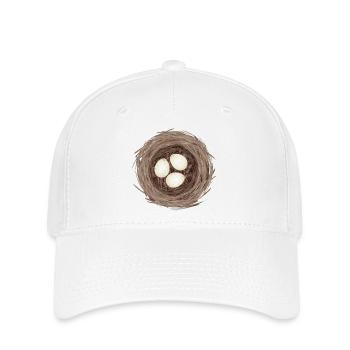 Vogelnest mit drei Eiern – Natürliche Illustration - Flexfit Cap - Weiß - Vorne