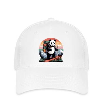 Panda errant – Aventure en plein air et en montagne - Casquette Flexfit - blanc - Devant