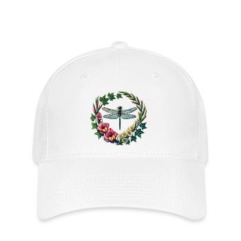Dragonfly Floral Wreath Frame - Flexfit Cap - white - Front