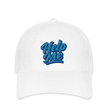 Hilfe Me Blau Script Logo - Flexfit Cap - Weiß - Vorne