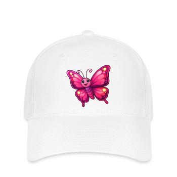 Kuscheliger Pinker Schmetterling - Flexfit Cap - Weiß - Vorne