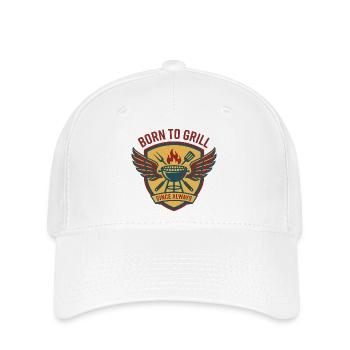 Geboren zum Grillen von Wappen und Wings, Wings Barbecue - Flexfit Cap - Weiß - Vorne