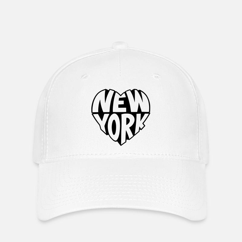New York kantiges Herz - Flexfit Cap - Weiß